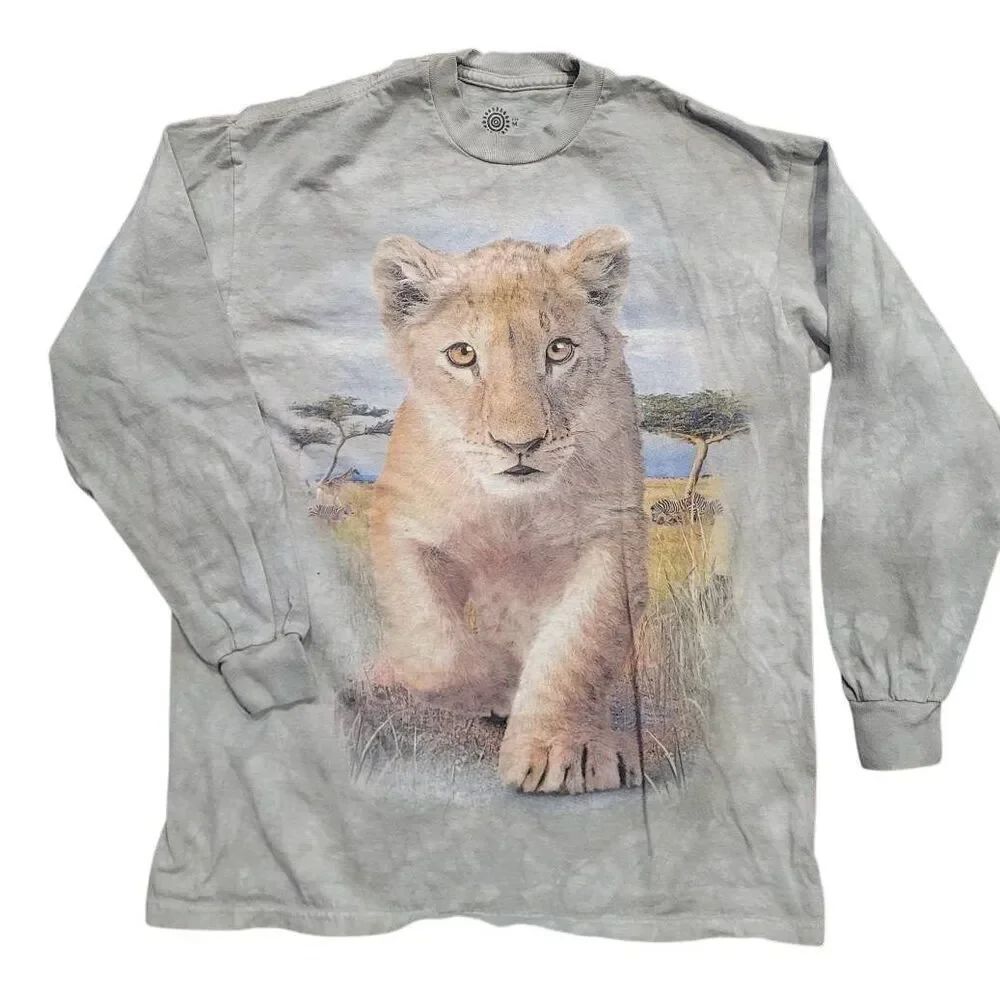 The Mountain Long Sleeve Shirt Women's Medium Green Lion Cub Safari Cotton